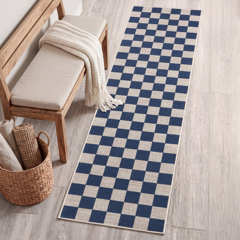 Rook Checkerboard Non-slip Machine-washable Area Rug