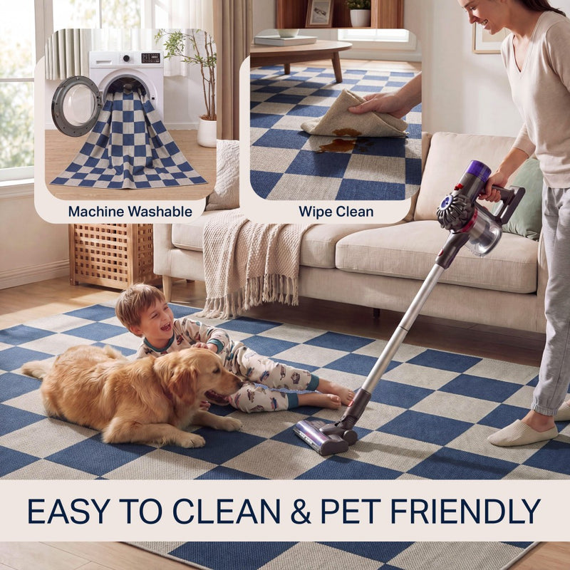 Rook Checkerboard Non-slip Machine-washable Area Rug