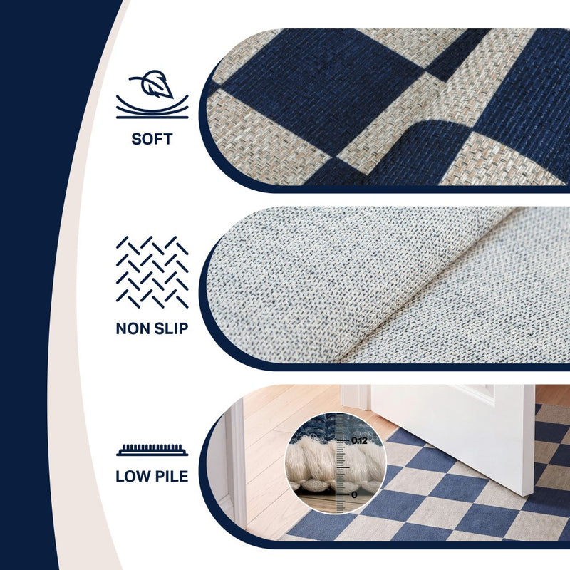 Rook Checkerboard Non-slip Machine-washable Area Rug