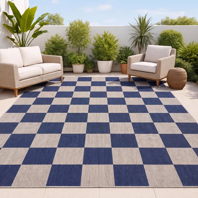 Rook Checkerboard Non-slip Machine-washable Area Rug