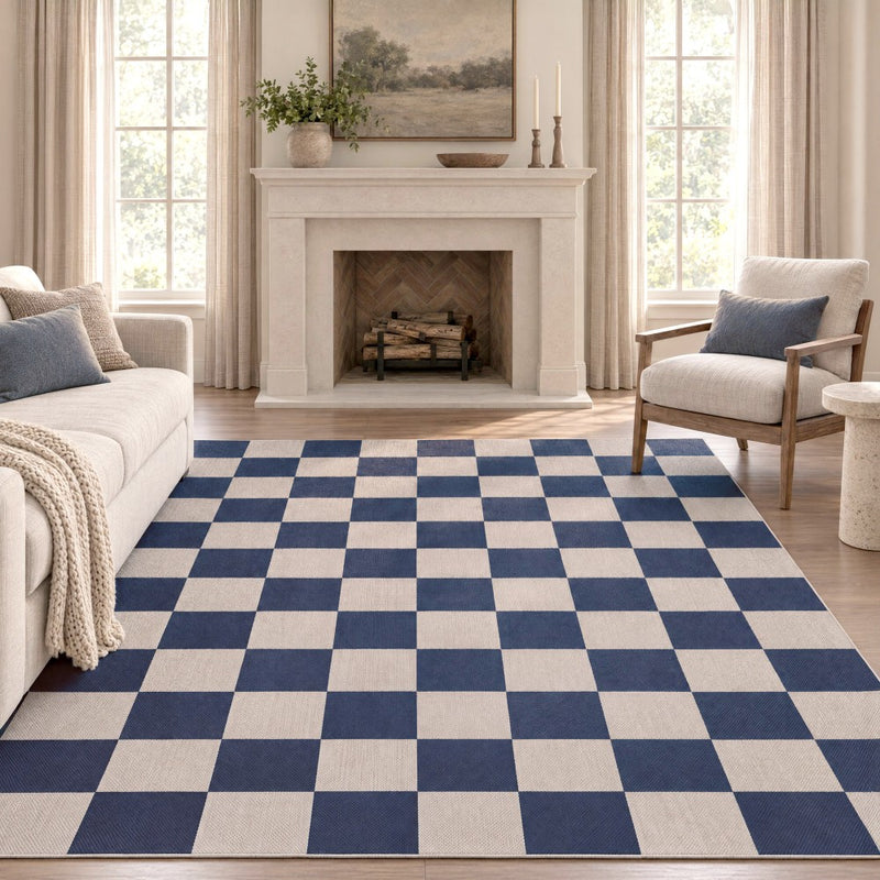 Rook Checkerboard Non-slip Machine-washable Area Rug