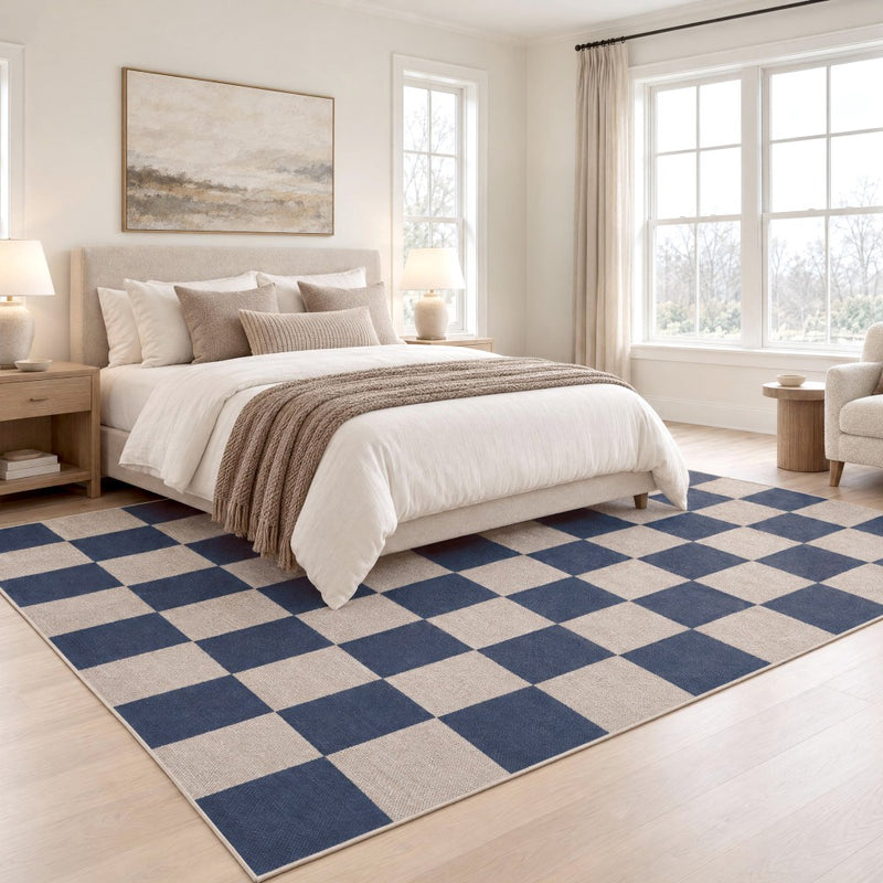 Rook Checkerboard Non-slip Machine-washable Area Rug