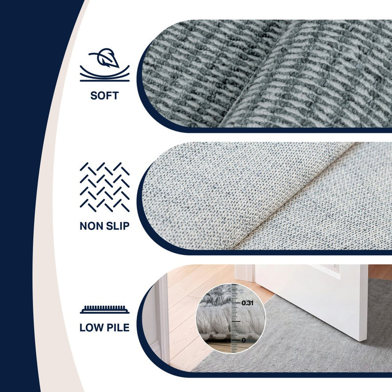 Holly Heathered Tonal Faux Jute Textured Non-Slip Machine-Washable Area Rug