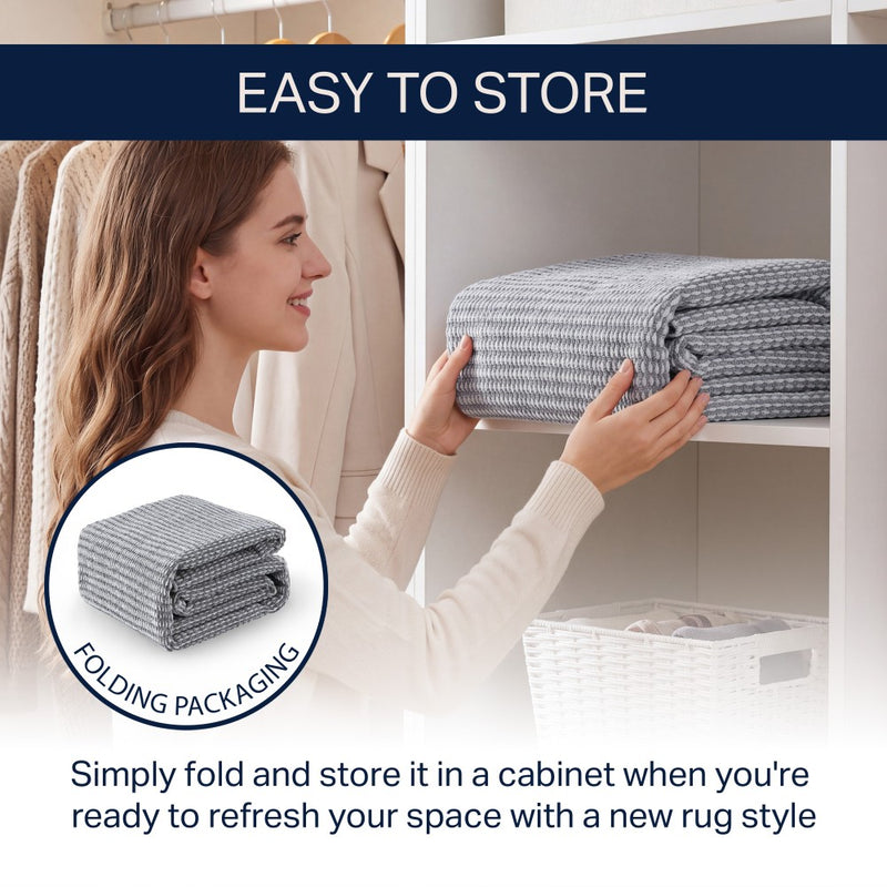 Holly Heathered Tonal Textured Non-slip Machine-washable Area Rug