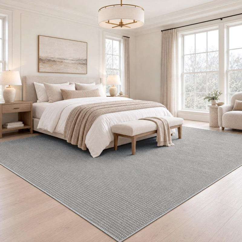 Holly Heathered Tonal Faux Jute Textured Non-Slip Machine-Washable Area Rug
