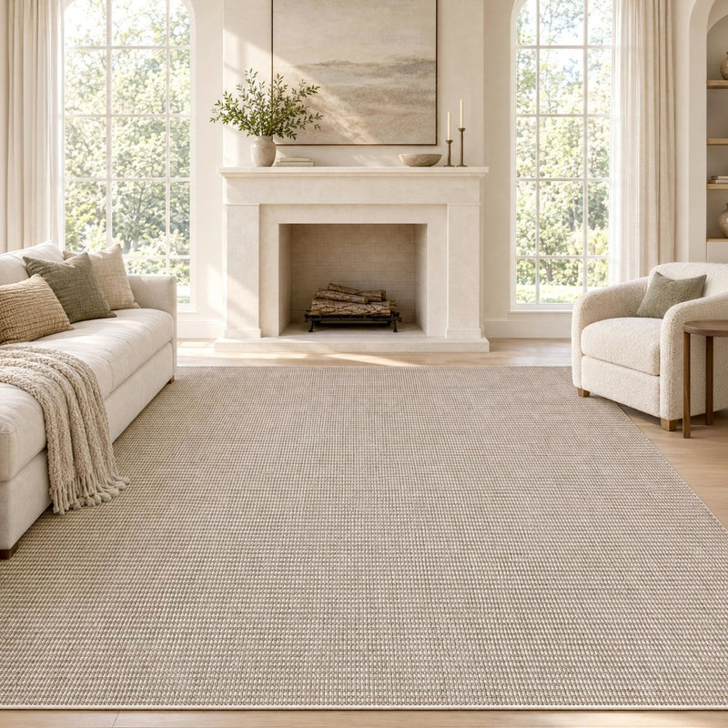 Holly Heathered Tonal Faux Jute Textured Non-Slip Machine-Washable Area Rug