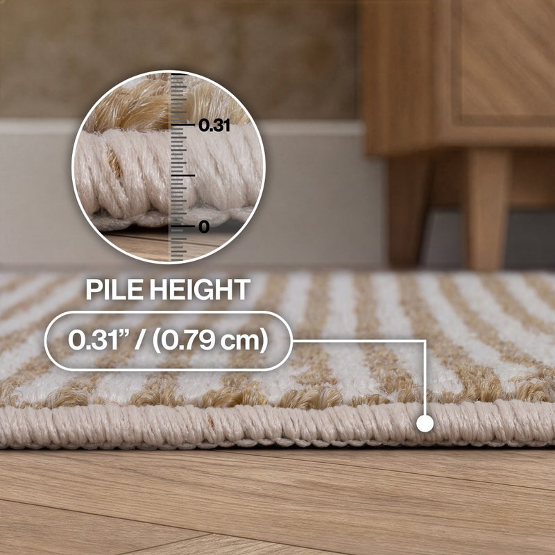 Holly Heathered Tonal Faux Jute Textured Non-Slip Machine-Washable Area Rug