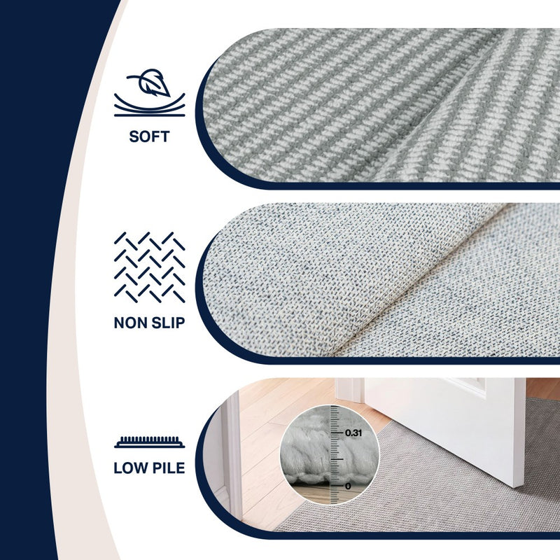 Holly Heathered Tonal Textured Non-slip Machine-washable Area Rug