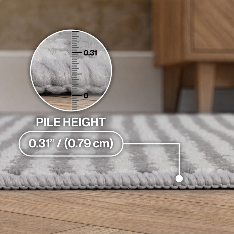 Holly Heathered Tonal Textured Non-slip Machine-washable Area Rug