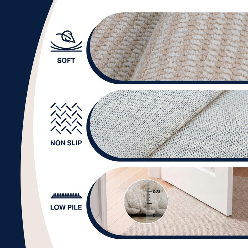 Holly Heathered Tonal Textured Non-slip Machine-washable Area Rug