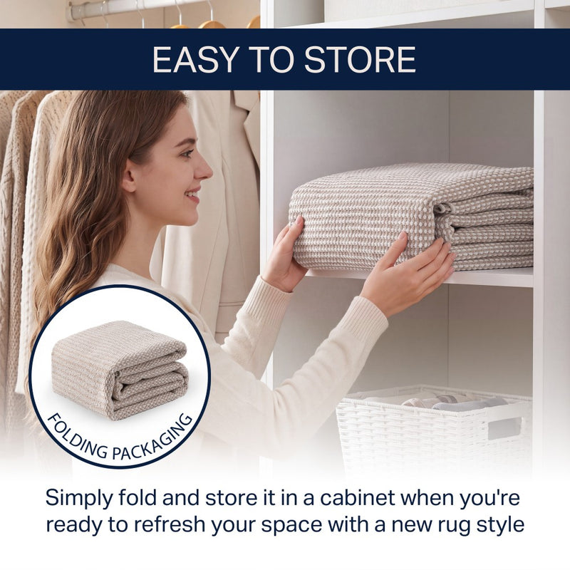 Holly Heathered Tonal Textured Non-slip Machine-washable Area Rug