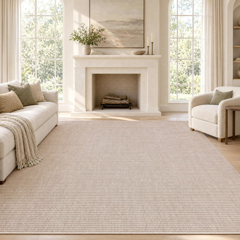 Holly Heathered Tonal Textured Non-slip Machine-washable Area Rug