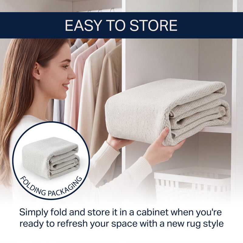 Hailey Textured Solid Plain Non-slip Machine-washable Area Rug