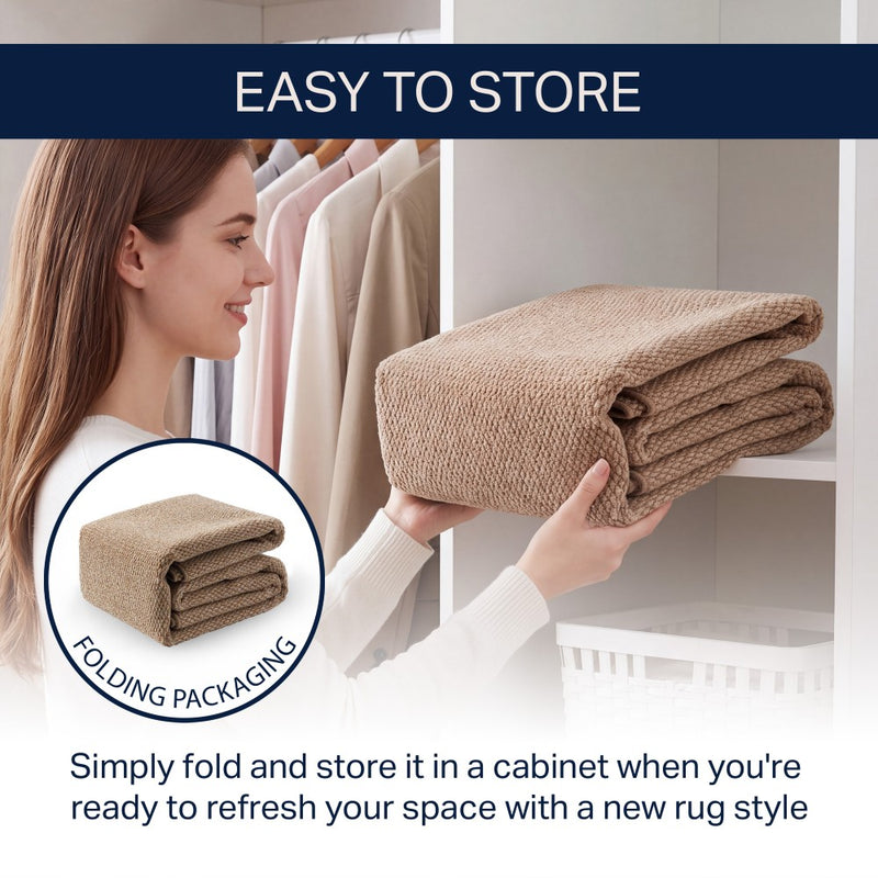 Hailey Textured Solid Plain Non-slip Machine-washable Area Rug