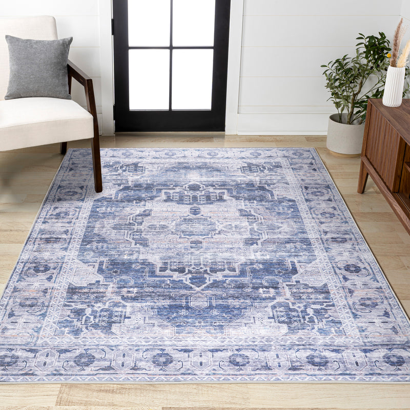 Alanya Ornate Medallion Washable Area Rug