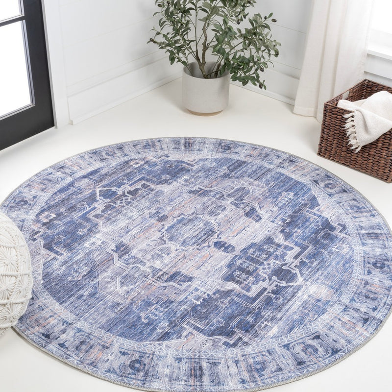 Alanya Ornate Medallion Washable Area Rug