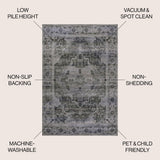 Alanya Ornate Medallion Washable Area Rug