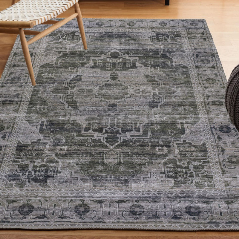 Alanya Ornate Medallion Washable Area Rug