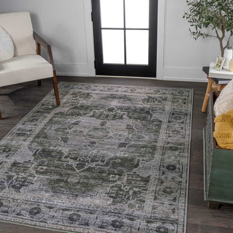 Alanya Ornate Medallion Washable Area Rug