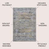 Alanya Ornate Medallion Washable Area Rug
