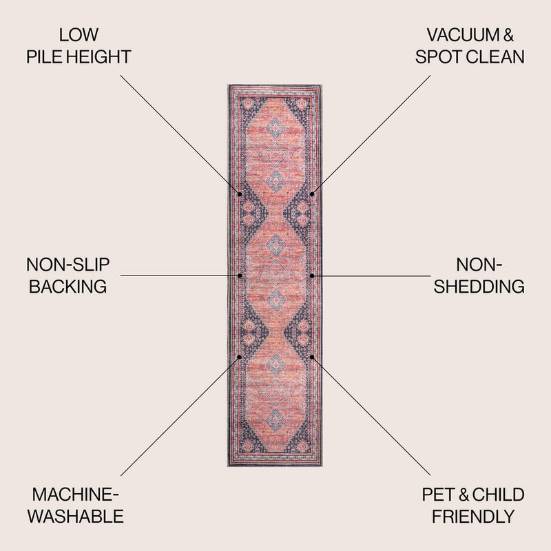 Dalyan Geometric Medallions Washable Area Rug