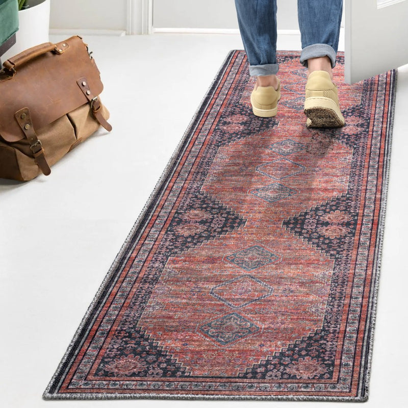 Dalyan Geometric Medallions Washable Area Rug