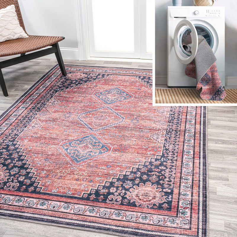 Dalyan Geometric Medallions Washable Area Rug