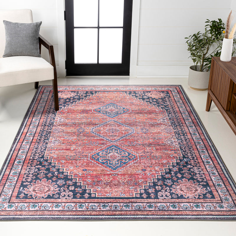 Dalyan Geometric Medallions Washable Area Rug
