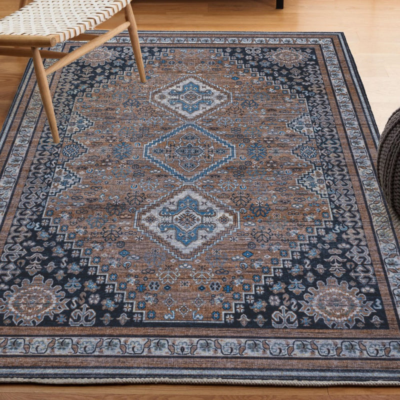 Dalyan Geometric Medallions Washable Area Rug