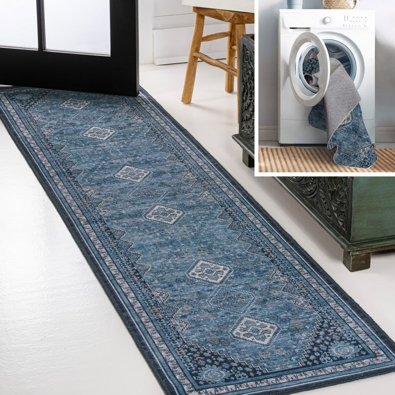 Dalyan Geometric Medallions Washable Area Rug