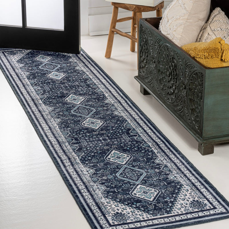 Dalyan Geometric Medallions Washable Area Rug
