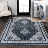 Dalyan Geometric Medallions Washable Area Rug