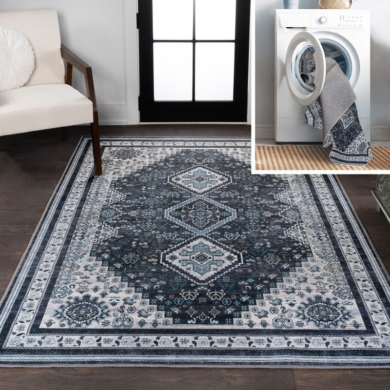 Dalyan Geometric Medallions Washable Area Rug
