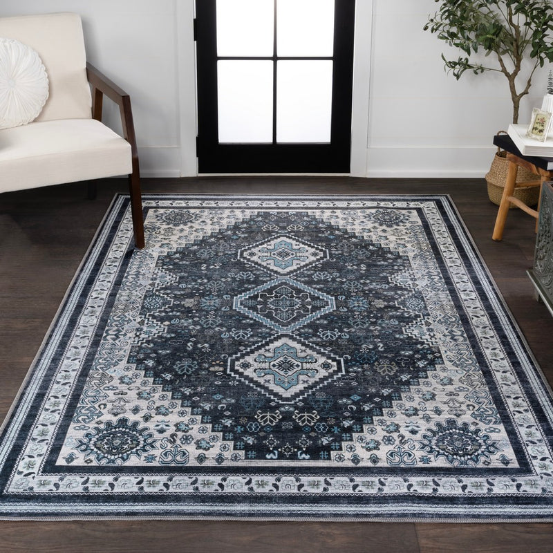 Dalyan Geometric Medallions Washable Area Rug