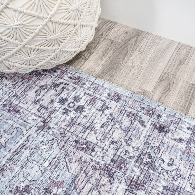 Didim Boho Gray Medallion Washable Area Rug