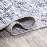 Didim Boho Gray Medallion Washable Area Rug