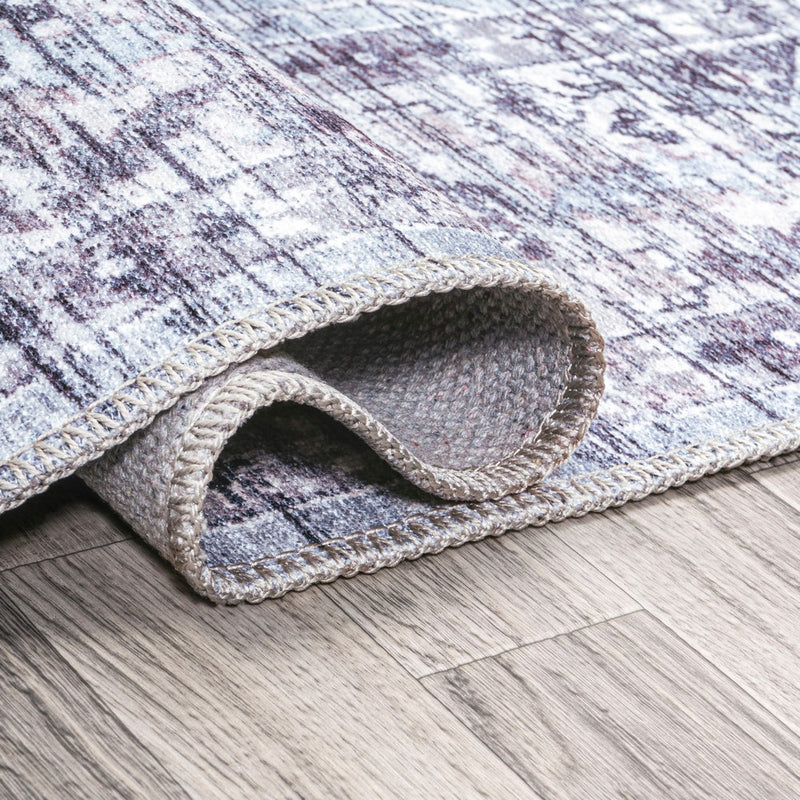 Didim Boho Gray Medallion Washable Area Rug