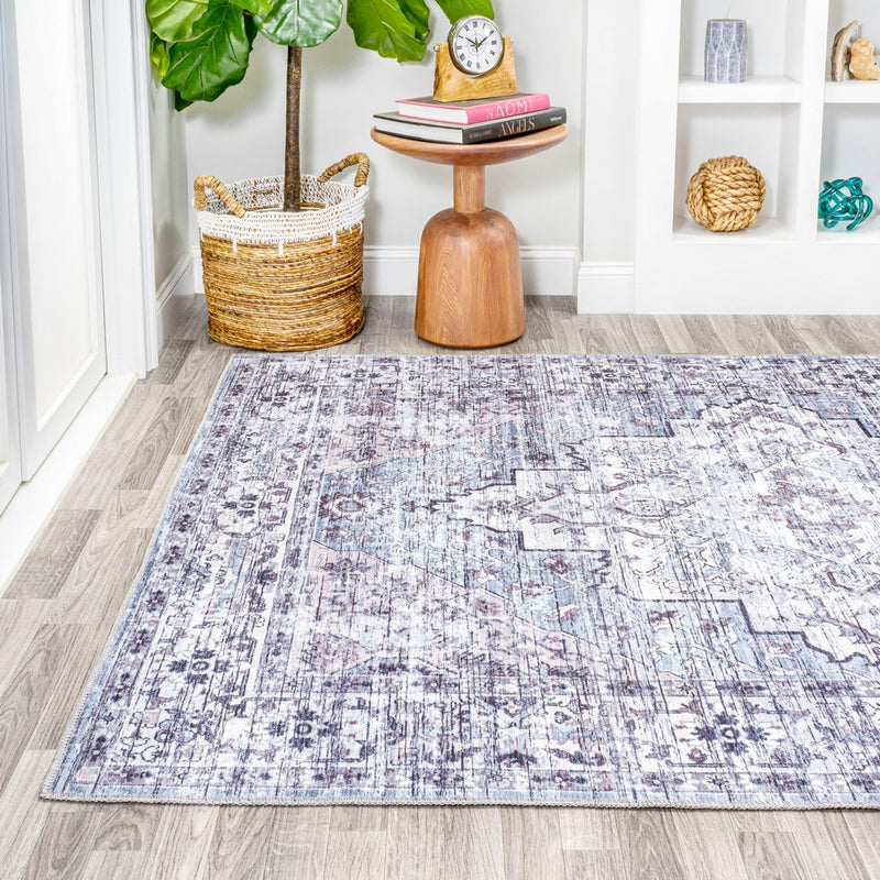 Didim Boho Gray Medallion Washable Area Rug