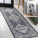 Didim Boho Gray Medallion Washable Area Rug