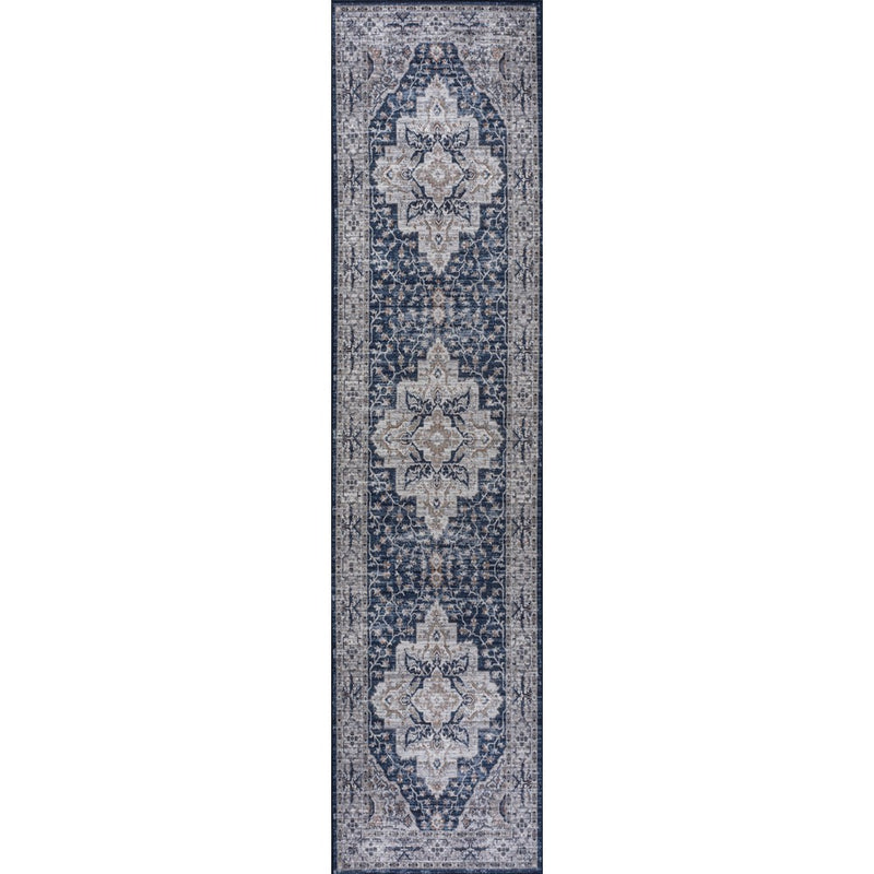 Didim Boho Gray Medallion Washable Area Rug