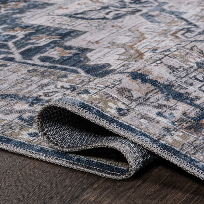 Didim Boho Gray Medallion Washable Area Rug