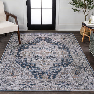 Didim Boho Gray Medallion Washable Area Rug