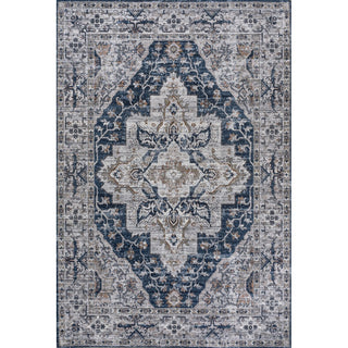 Didim Boho Gray Medallion Washable Area Rug