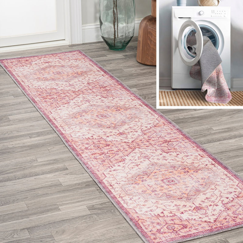 Alacati Ogee Medallion Washable Area Rug