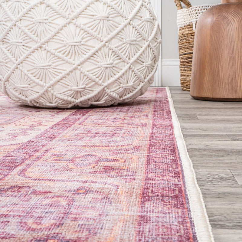 Alacati Ogee Medallion Washable Area Rug