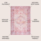 Alacati Ogee Medallion Washable Area Rug