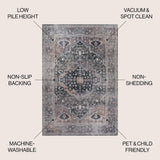 Alacati Ogee Medallion Washable Area Rug