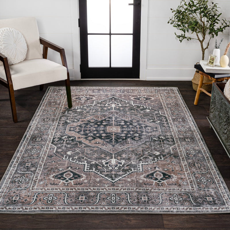 Alacati Ogee Medallion Washable Area Rug