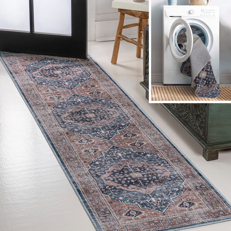 Alacati Ogee Medallion Washable Area Rug