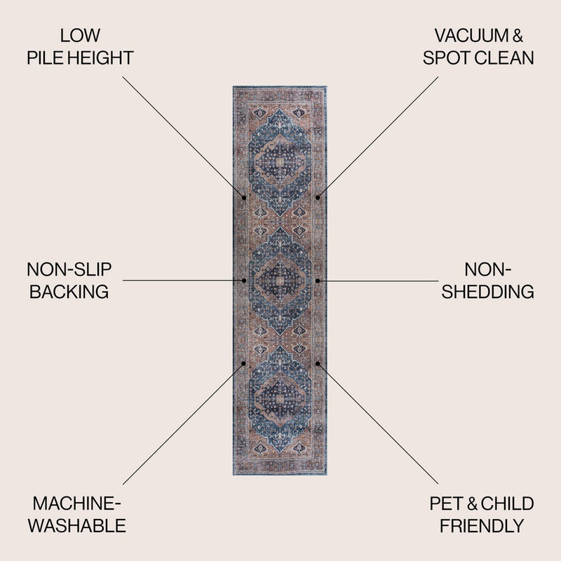Alacati Ogee Medallion Washable Area Rug
